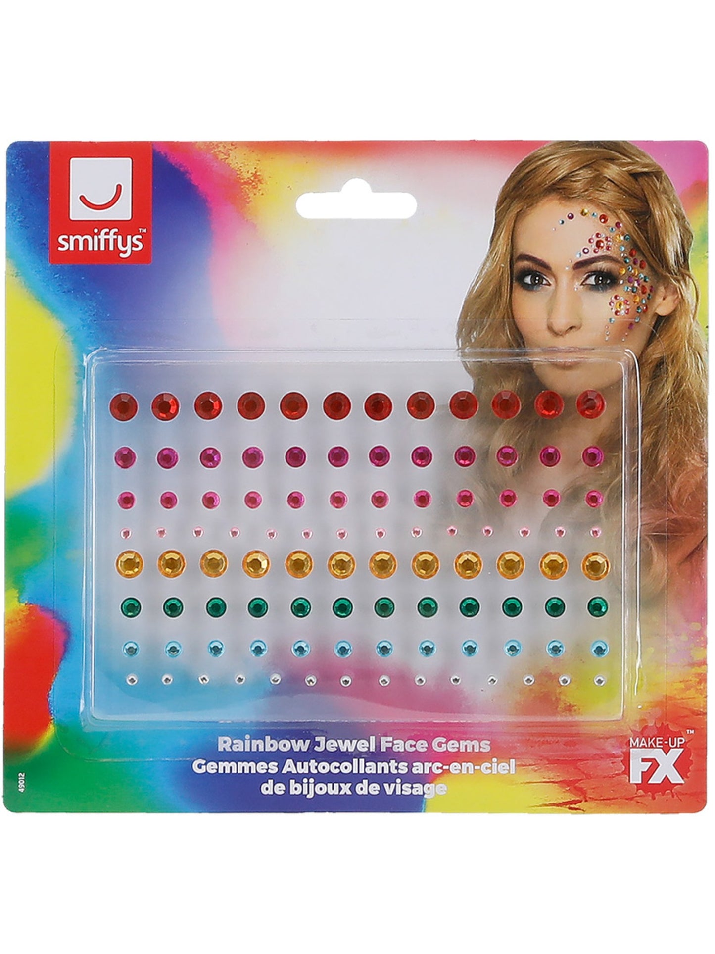 Smiffys Make-Up FX, Rainbow Jewel Face Gems, Multi  Wholesale