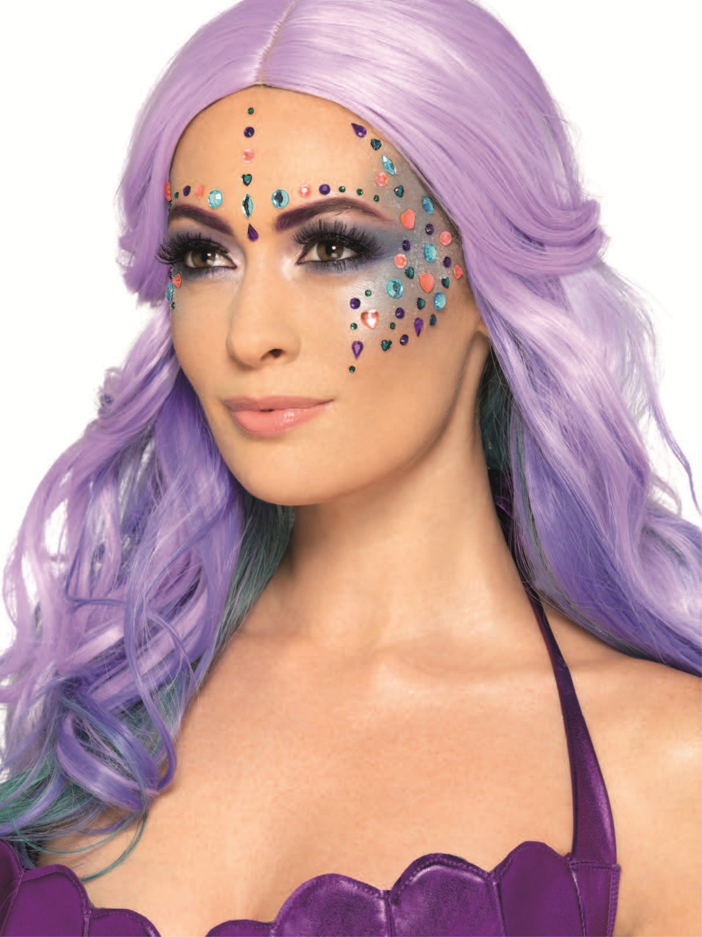 Smiffys Make-Up FX, Pastel Jewel Face Gems, Purple  Wholesale