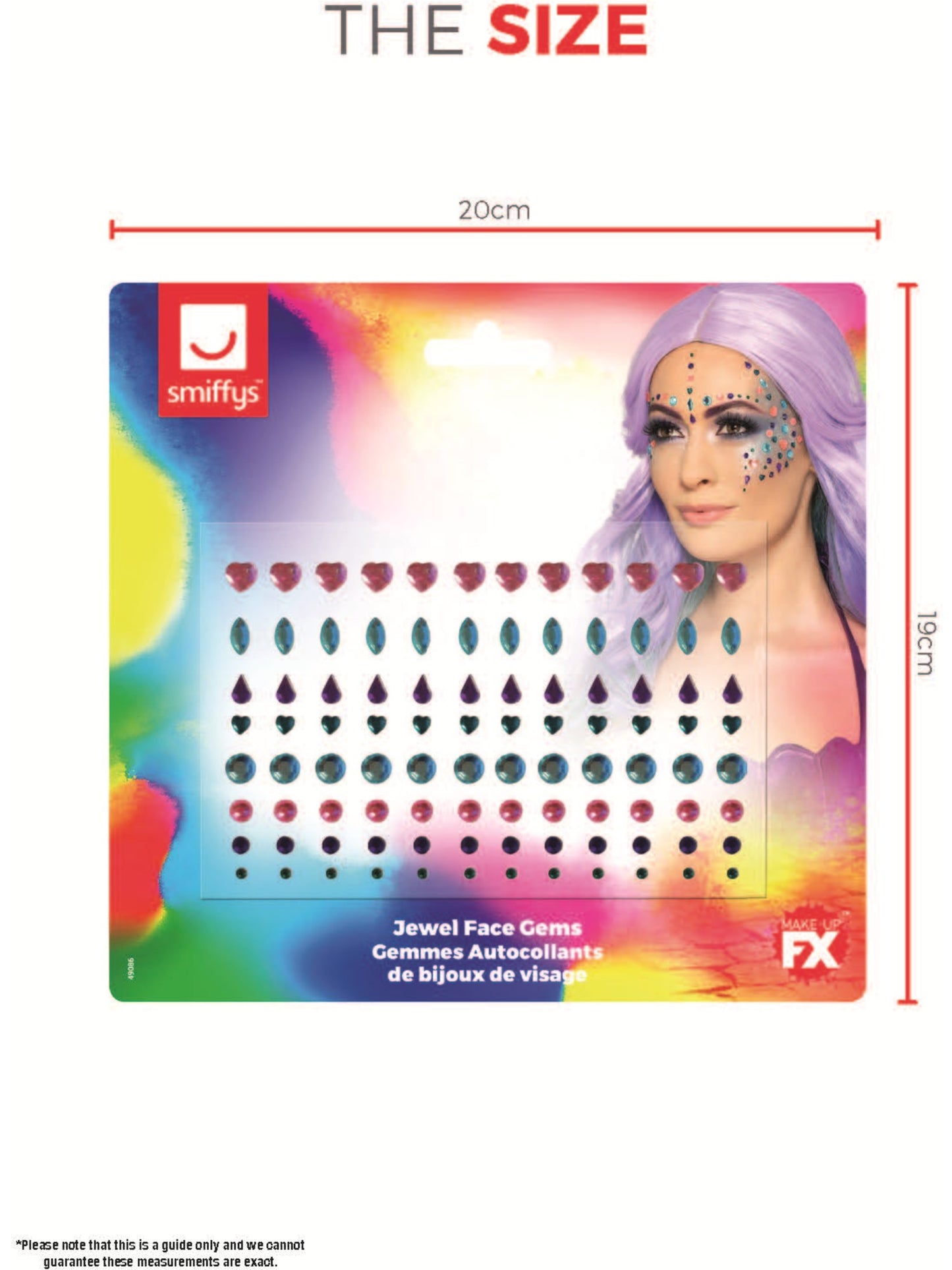 Smiffys Make-Up FX, Pastel Jewel Face Gems, Purple  Wholesale