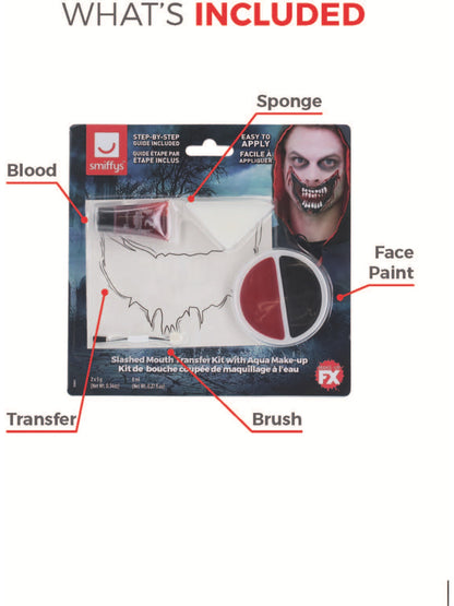 Smiffys Make-Up FX, Slashed Mouth Kit, Aqua, Red  Wholesale