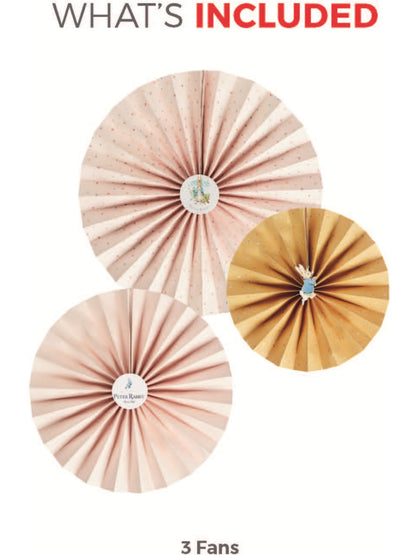 Peter Rabbit Classic Tableware Party Paper Fans x3  Wholesale