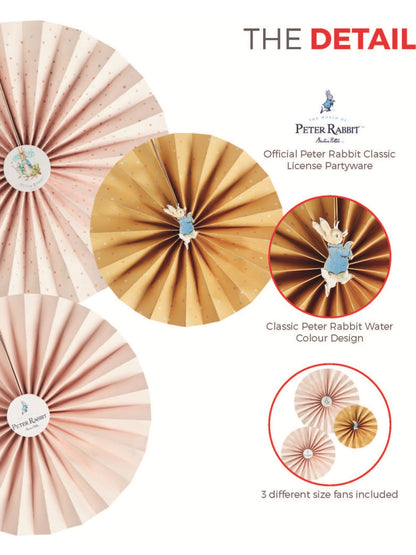 Peter Rabbit Classic Tableware Party Paper Fans x3  Wholesale