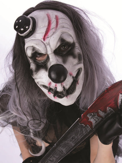Scary Clown Latex Mask, White  Wholesale