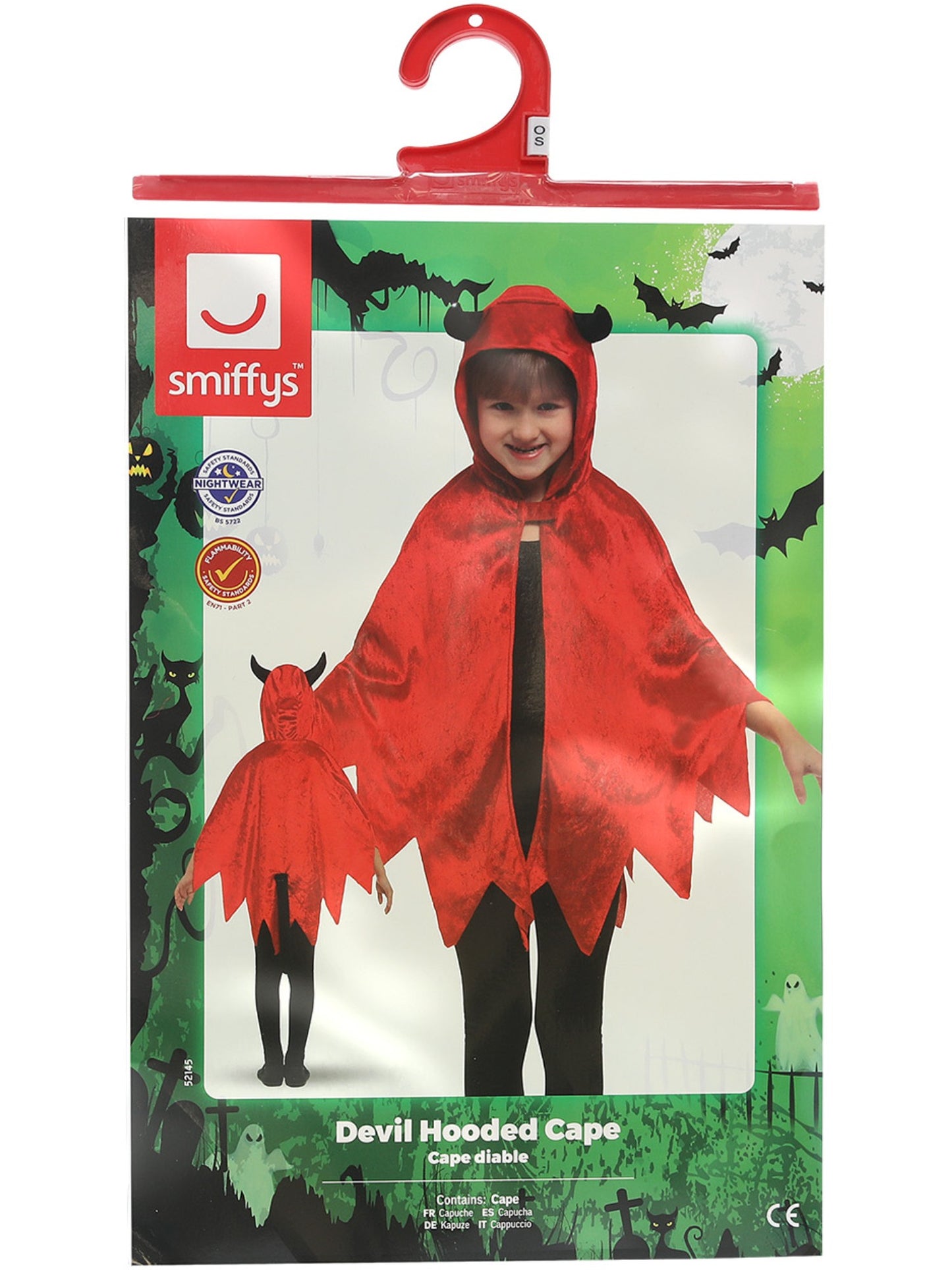 Devil Hooded Cape, Red  Wholesale