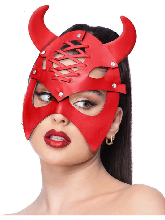 Fever Red Mock Leather Devil Mask Wholesale