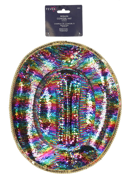 Fever Deluxe Sequin Cowboy Hat, Rainbow  Wholesale