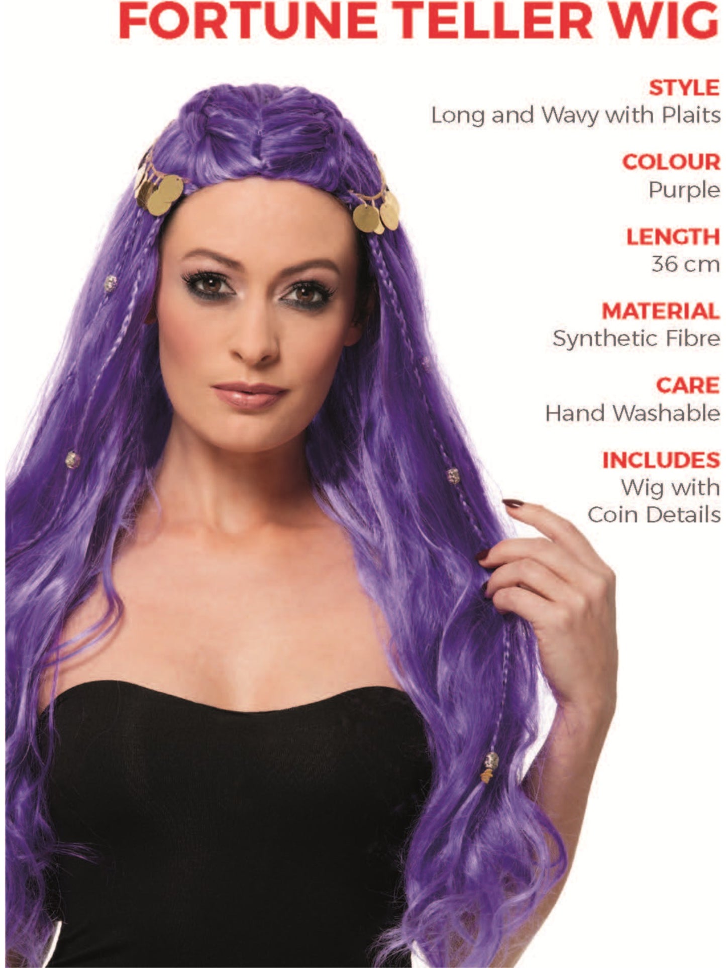 Fortune Teller Wig, Purple  Wholesale