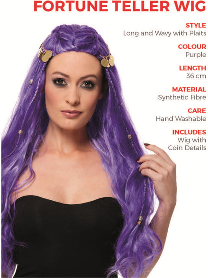 Fortune Teller Wig, Purple  Wholesale