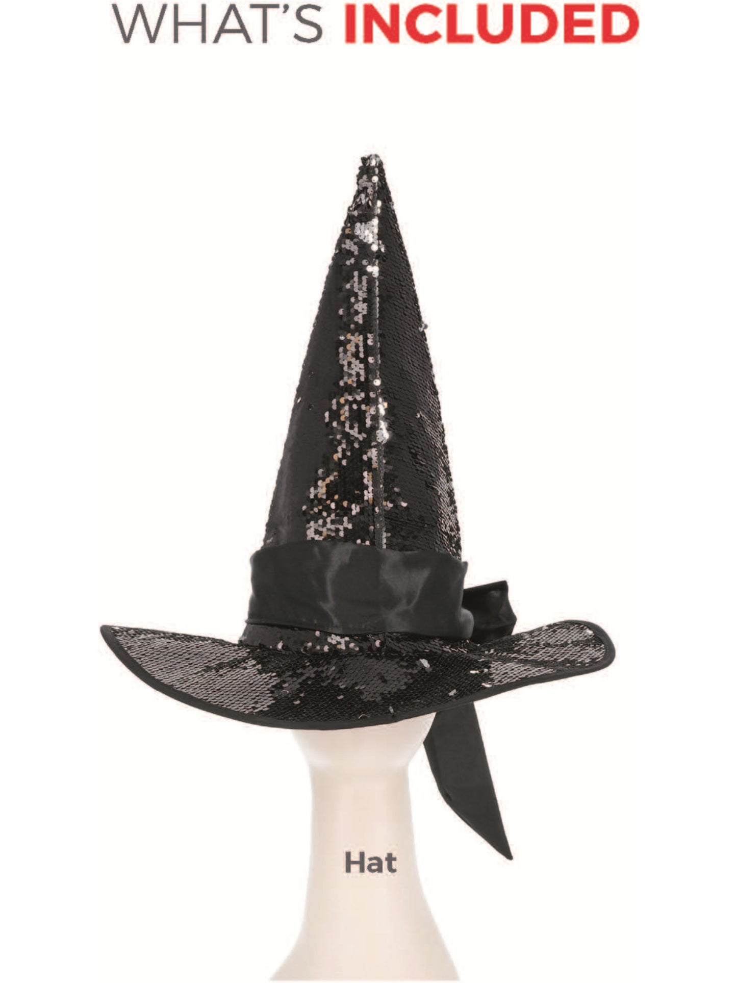 Deluxe Reversible Sequin Witch Hat, Black & Silver  Wholesale