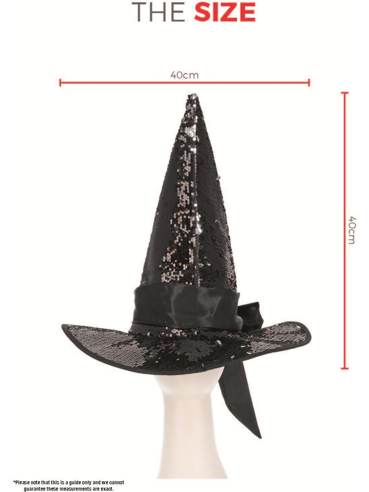 Deluxe Reversible Sequin Witch Hat, Black & Silver  Wholesale