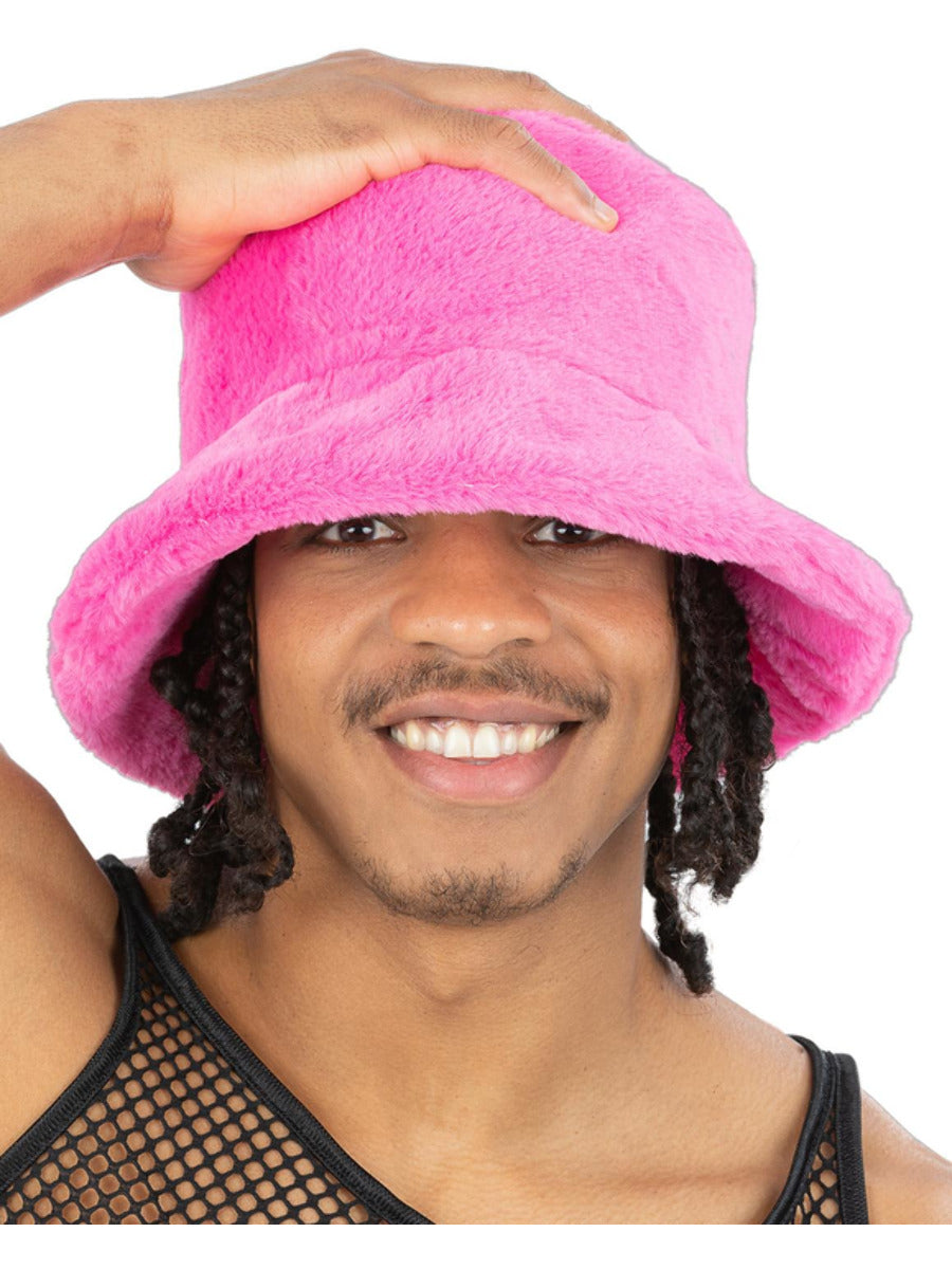 90s Pink Fur Bucket Hat Wholesale