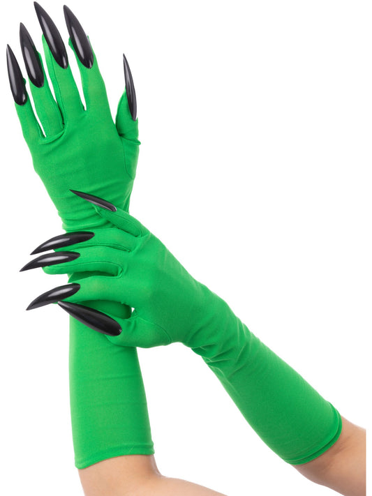 Green Wicked Witch Gloves, with Black Nails  Wholesale