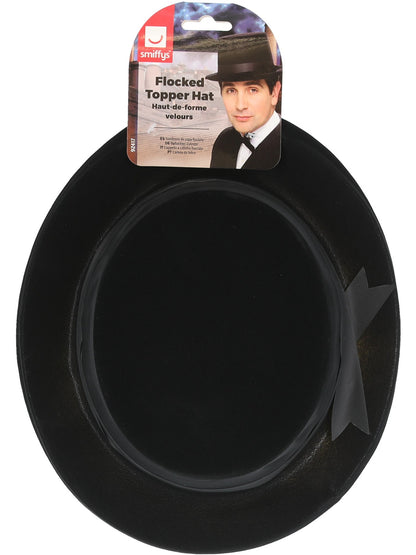 Flocked Topper Hat, Black  Wholesale