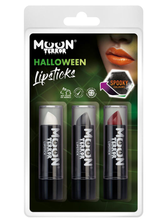 Moon Terror Halloween Lipstick, Red, Clamshell 4.2g - White, Black, Red