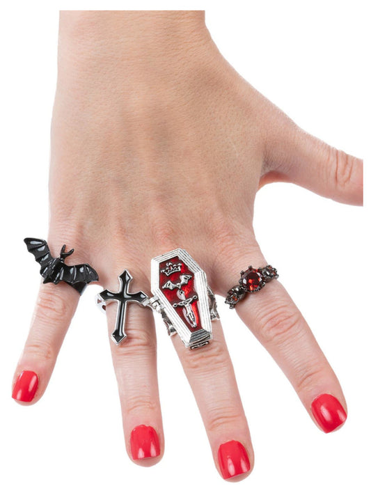 Assorted Gothic Vampire Rings 4Pk