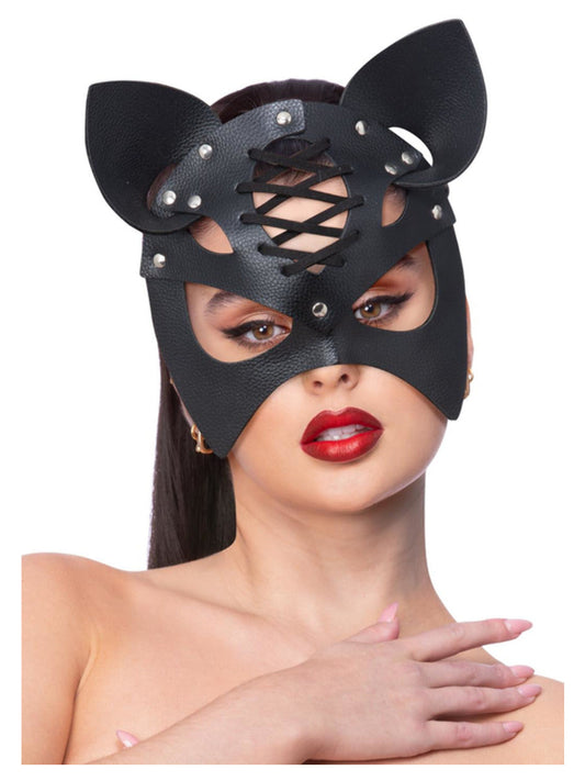 Fever Black Mock Leather Cat Mask Wholesale