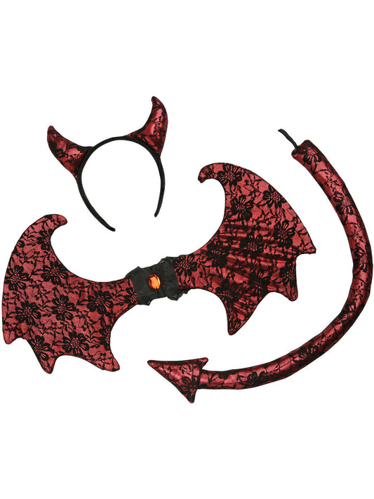 Retro Lace Devil Kit, Black & Red Wholesale