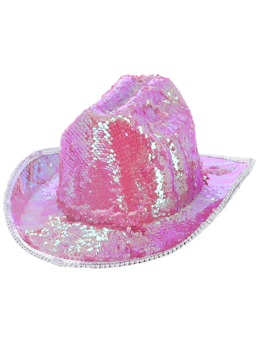 Fever Deluxe Sequin Cowboy Hat, Iridescent Pink Wholesale