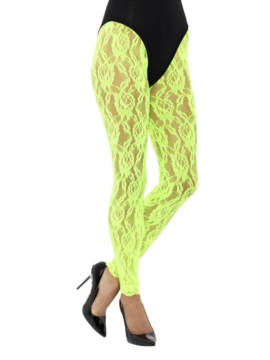 80s Lace Leggings, Neon Green Wholesale