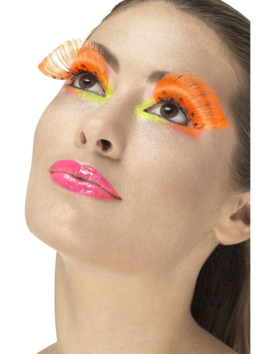 80s Polka Dot Eyelashes, Neon Orange Wholesale