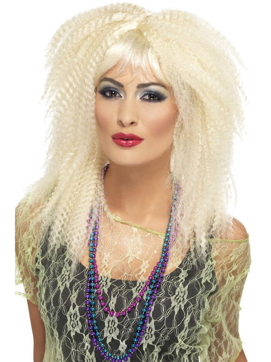 80s Trademark Crimp Wig, Blonde Wholesale