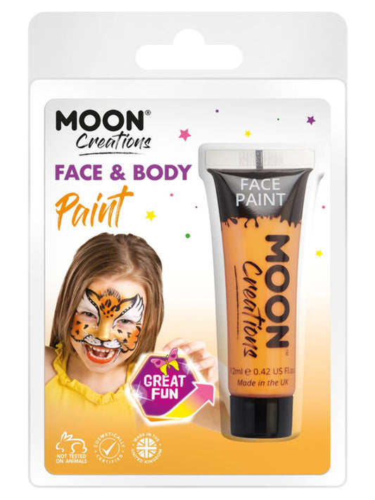 Moon Creations Face & Body Paint, Orange, 12ml Clamshell