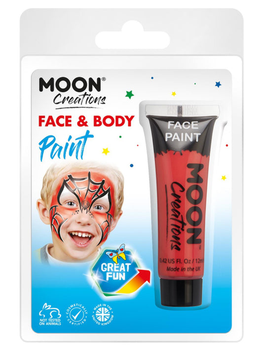 Moon Creations Face & Body Paint, Red, 12ml Clamshell