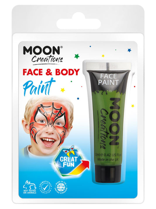 Moon Creations Face & Body Paint, Green, 12ml Clamshell
