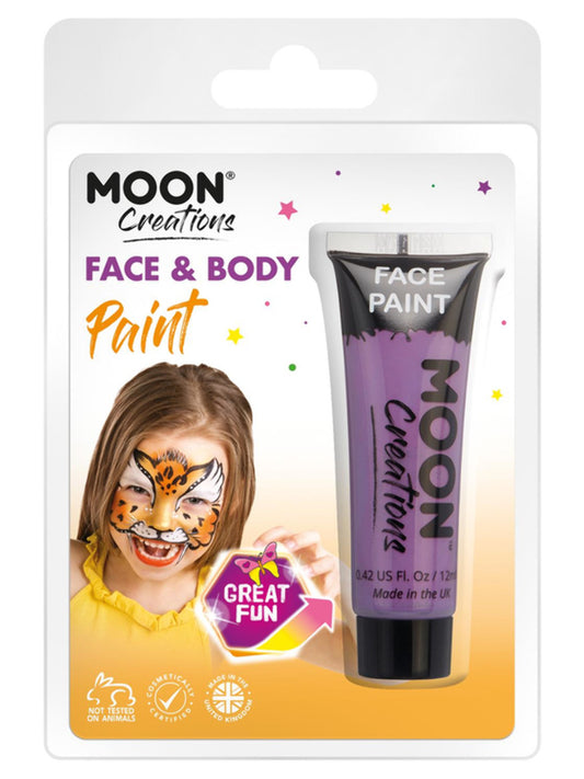 Moon Creations Face & Body Paint, Purple, 12ml Clamshell