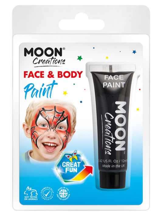 Moon Creations Face & Body Paint, Black, 12ml Clamshell