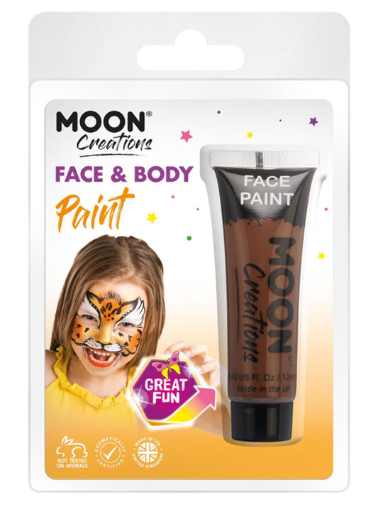 Moon Creations Face & Body Paint, Brown, 12ml Clamshell