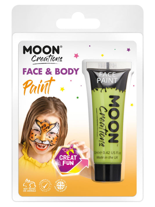 Moon Creations Face & Body Paint, Lime Green, 12ml Clamshell