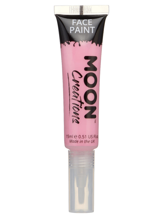 Moon Creations Face & Body Paints, Pink, with Brush Applicator, 15ml Single