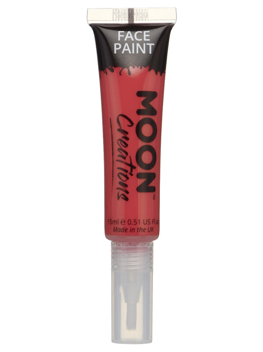 Moon Creations Face & Body Paints, Red, with Brush Applicator, 15ml Single