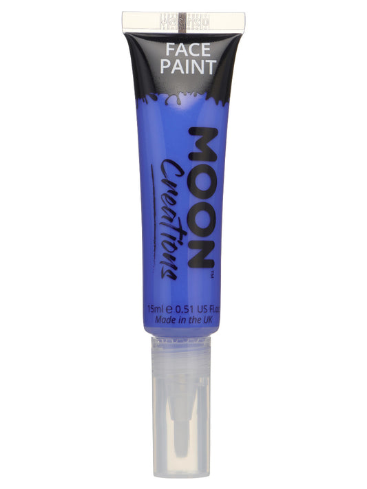 Moon Creations Face & Body Paints, Dark Blue, with Brush Applicator, 15ml Single