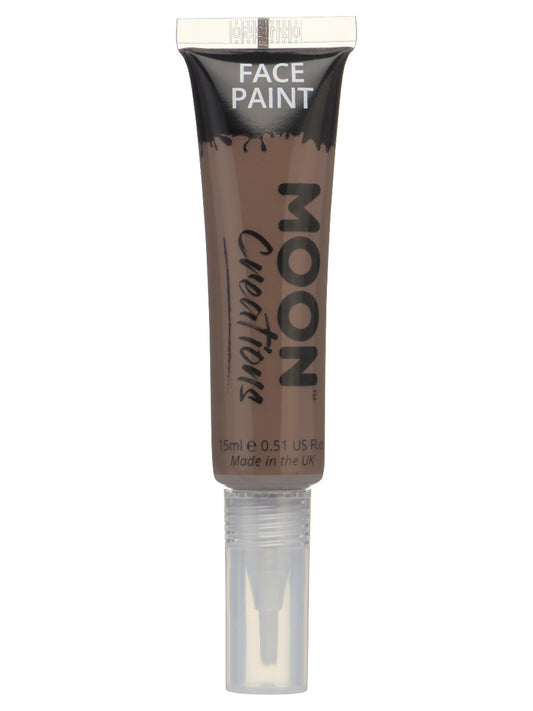 Moon Creations Face & Body Paints, Brown, with Brush Applicator, 15ml Single