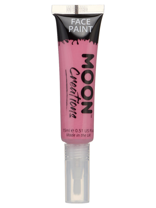 Moon Creations Face & Body Paints, Bright Pink, with Brush Applicator, 15ml Single
