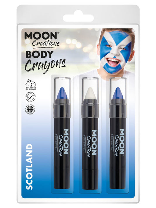 Moon Creations Body Crayons, 3.2g Clamshell, Scotland - Blue, White, Blue
