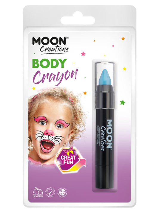Moon Creations Body Crayons, Light Blue, 3.2g Clamshell