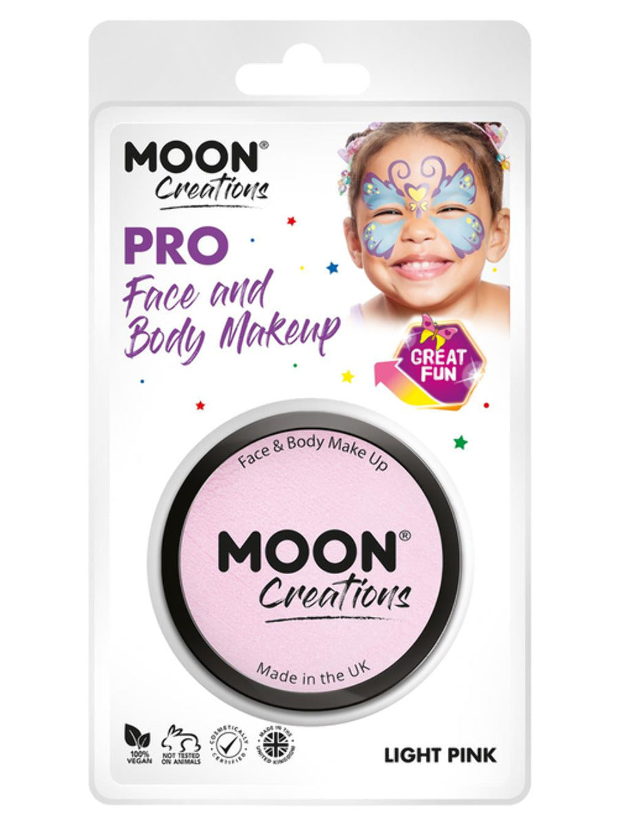 Moon Creations Pro Face Paint Cake Pot, Light Pink, 36g Clamshell