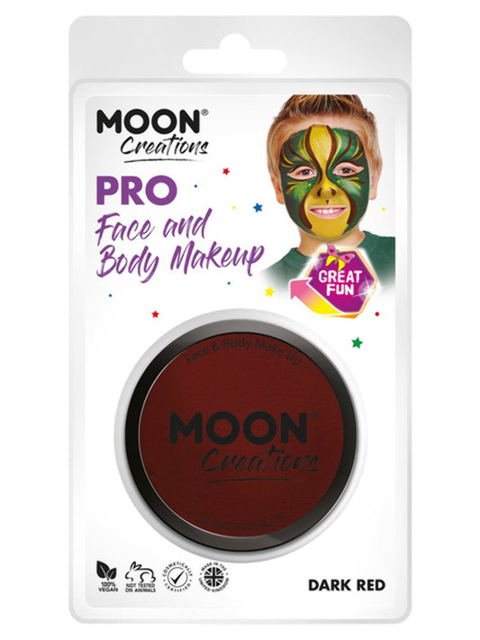 Moon Creations Pro Face Paint Cake Pot, Dark Red, 36g Clamshell