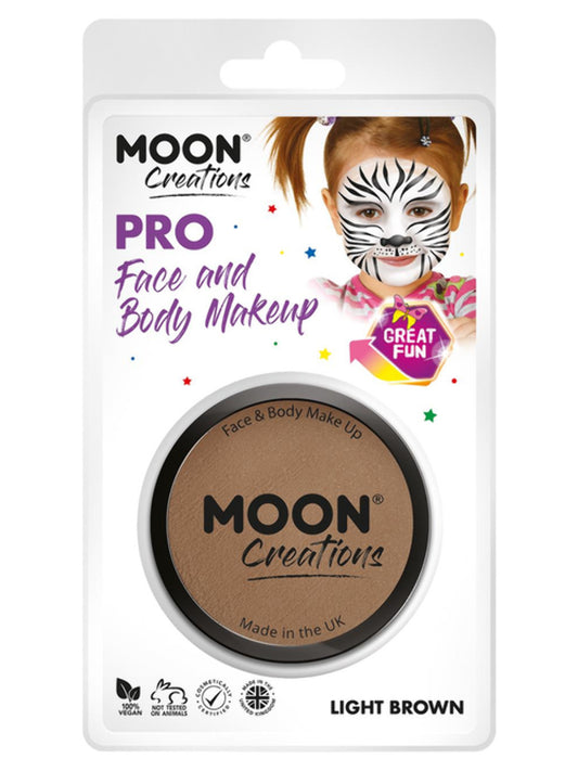 Moon Creations Pro Face Paint Cake Pot,Light Brown, 36g Clamshell