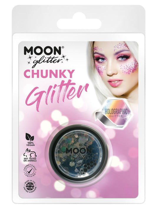Moon Glitter Holographic Chunky Glitter, Black, Clamshell, 3g