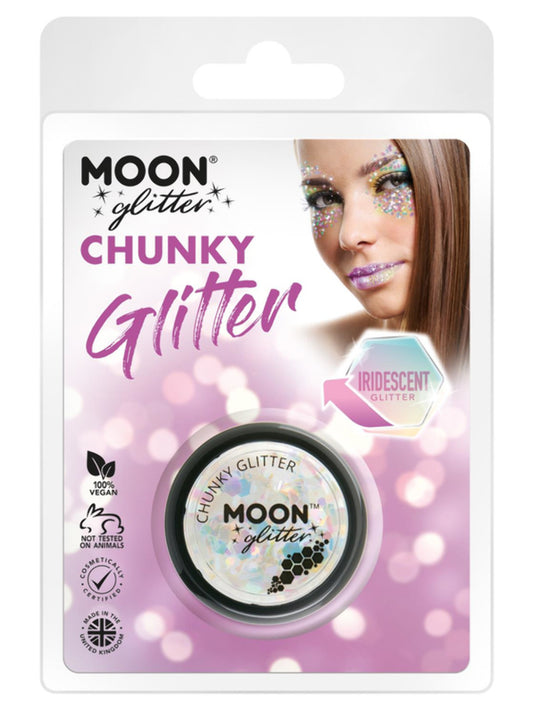 Moon Glitter Iridescent Chunky Glitter, White, Clamshell, 3g