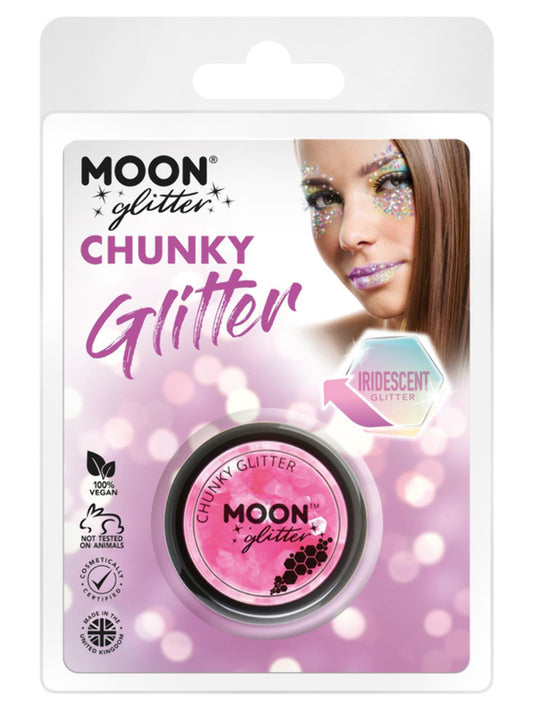 Moon Glitter Iridescent Chunky Glitter, Pink, Clamshell, 3g