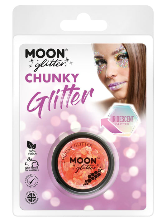 Moon Glitter Iridescent Chunky Glitter, Orange, Clamshell, 3g