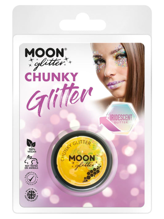 Moon Glitter Iridescent Chunky Glitter, Yellow, Clamshell, 3g