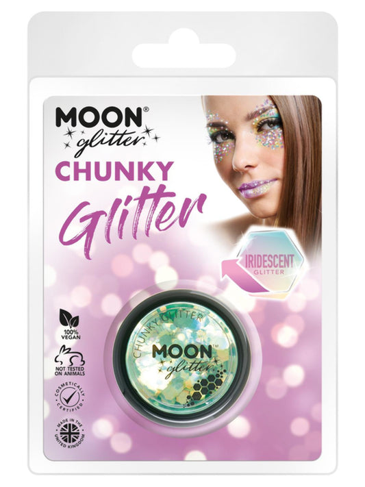 Moon Glitter Iridescent Chunky Glitter, Green, Clamshell, 3g