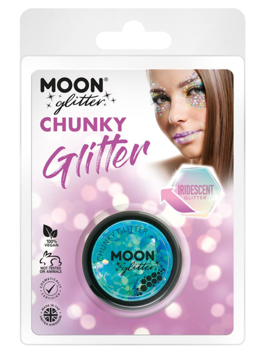 Moon Glitter Iridescent Chunky Glitter, Blue, Clamshell, 3g