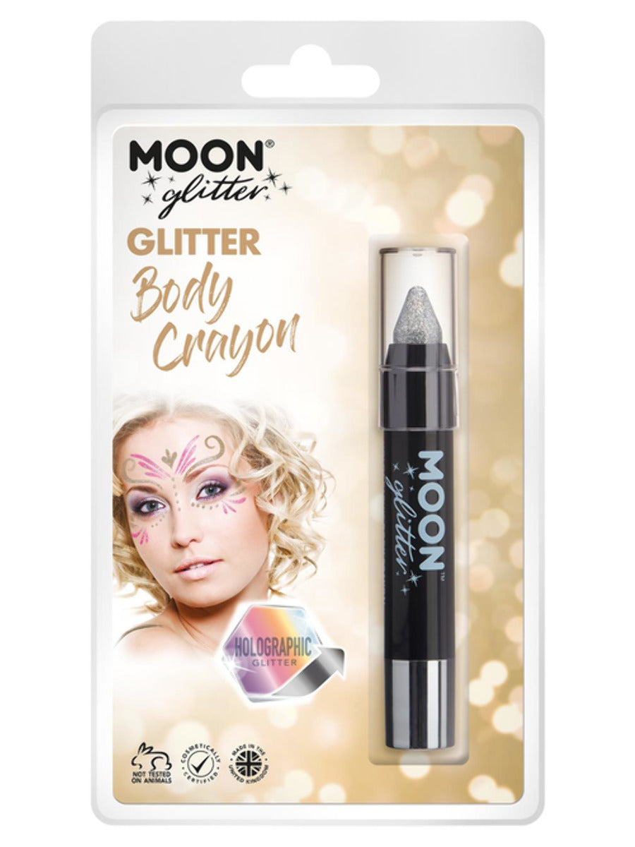 Moon Glitter Holographic Body Crayons, Silver, Clamshell, 3.2g